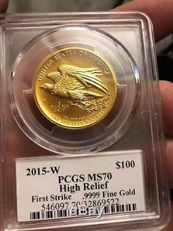 2015 W MS70 First Strike $100 Gold Liberty High Relief PCGS Edmund c Moy Signed