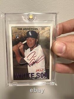 2016 Topps Heritage Hn 674 Tim Anderson White Sox Real One Red Auto /67 Sp