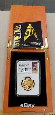 2016 Tuvalu $100 1 Oz Proof Gold Star Trek High Relief Ngc Pf69 Shatner Signed