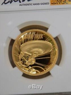 2016 Tuvalu $100 1 Oz Proof Gold Star Trek High Relief Ngc Pf69 Shatner Signed