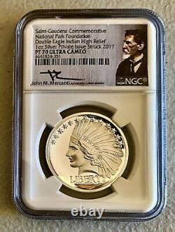 2017 1oz Saint-Gaudens Double Eagle Indian High Relief MERCANTI signed NGC PF70