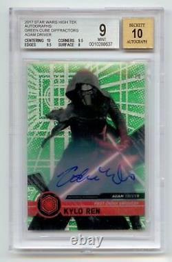 2017 Star Wars High Tek Green Cube Autograph Adam Driver Kylo Ren /10 Auto BGS