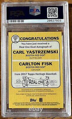 2017 Topps Heritage Real One Dual Autograph Carlton Fisk Carl Yastrzemski PSA 10