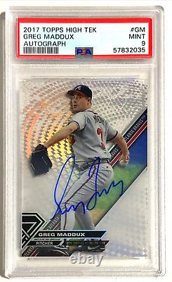 2017 Topps High Tek Greg Maddux On-Card Auto PSA 9 Acetate Refractor Autograph