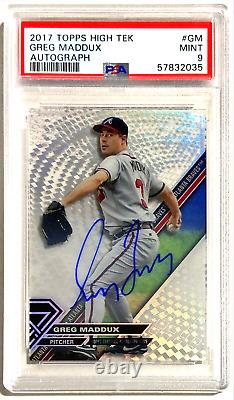 2017 Topps High Tek Greg Maddux On-Card Auto PSA 9 Acetate Refractor Autograph