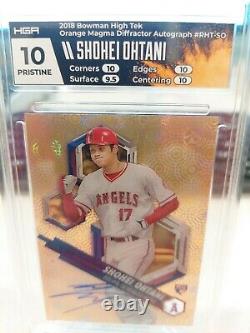 2018 BOWMAN HIGH TEK ORANGE Shohei Ohtani On Card Auto! RC HGA 10 PRISTINE! 7/25