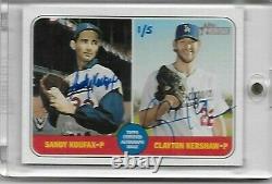 2018 TOPPS HERITAGE HIGH NUMBER DUAL AUTO SANDY KOUFAX/KERSHAW # 1 of 5 DODGERS