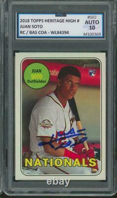 2018 Topps Heritage High Number #502 Juan Soto RC Rookie BGS/BAS LTD 10 Auto