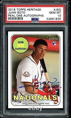 2018 Topps Heritage High Number Juan Soto Real One Rookie Auto Autograph PSA 10