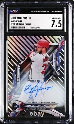 2018 Topps High Tek Autographs #HT-BH Bryce Harper CGC Near Mint 7.5/ Auto 10