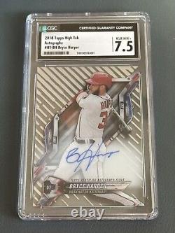 2018 Topps High Tek Autographs #HT-BH Bryce Harper CGC Near Mint 7.5/ Auto 10