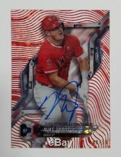 2018 Topps High Tek Mike Trout Red Defractor Auto Autographed Card /10