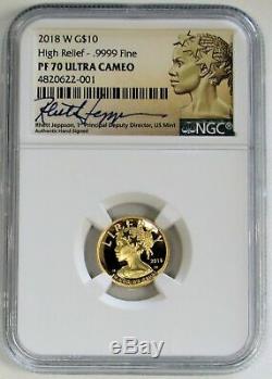 2018-w Gold Ngc Proof 70 Uc $10 High Relief Coin Jeppson Signed Ngc Proof 70 Uc