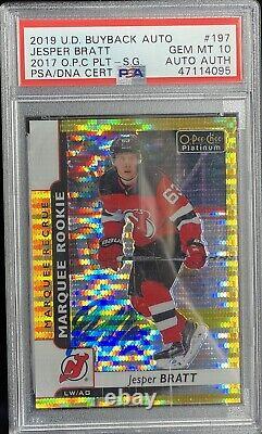 2019 BUYBACKS OPC Jesper Bratt AUTO #/2 PSA 10 RC PLATINUM SEISMIC GOLD #33/50