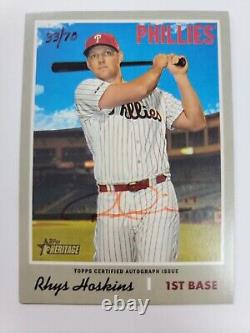 2019 Topps Heritage High Real One Autograph/Auto Red Ink #RH Rhys Hoskins 33/70