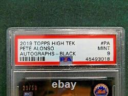 2019 Topps High Tek RC Pete Alonso Autographs BLACK #PA MINT 9