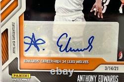 2020-21 PANINI NBA ANTHONY EDWARDS Rc ROOKIE SIGNED CAREER HIGH 34 #5/10