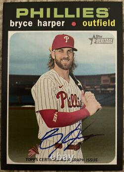2020 Topps Heritage High Number Bryce Harper Blue Ink Auto Autograph ROA-BH