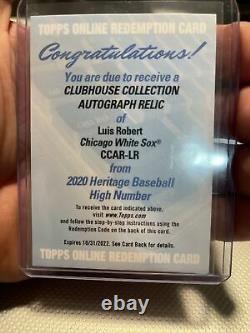 2020 Topps Heritage High Number Luis Robert RC Auto Redemption Relic Auto #25