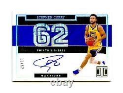 2021-22 Stephen Curry Impeccable Prizm Numbers Auto /62 Career High Points Holo