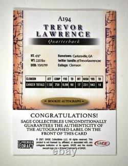 2021 Sage Hit Premier Draft High Series Gold Rookie Auto Trevor Lawrence 76/100