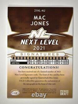 2021 Sage Hit Premier Draft High Series Next Level RC Gold Auto Mac Jones 8/10