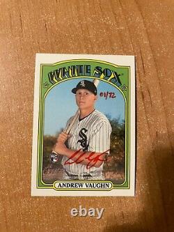 2021 Topps Heritage High Number Andrew Vaughn Red Real Ones Auto #d 01/72 RC