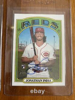 2021 Topps Heritage High Number Jonathan India Auto & Team Color Reds Lot Of 2