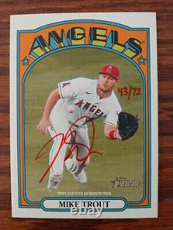 2021 Topps Heritage High Number Mike Trout Real One Red Ink Auto #/72