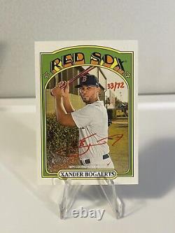 2021 Topps Heritage High Number Red Ink Auto Xander Bogaerts /72 Boston Red Sox