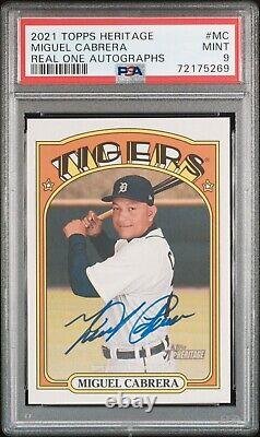 2021 Topps Heritage #MCA Miguel Cabrera Real One Auto. PSA 9 MINT- Pop 3