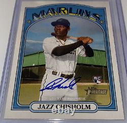 2021 Topps Heritage Real One Auto Jazz Chisholm Jr Rookie RC #ROA-JCH Autograph