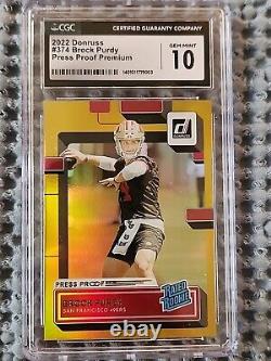 2022 Brock Purdy CGC 10 Rated Rookie DONRUSS GOLD Press Proof Premium #374 49ERS