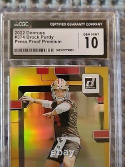 2022 Brock Purdy CGC 10 Rated Rookie DONRUSS GOLD Press Proof Premium #374 49ERS