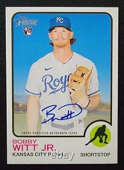 2022 Topps Heritage High Number Bobby Witt Jr Real One Blue Ink Auto Rookie
