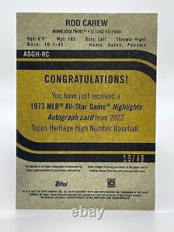 2022 Topps Heritage High ROD CAREW Twins Auto HIGHLIGHTS AUTOGRAPH 16/49