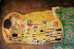 36x48100%Hand Painted Oil Flat, Gustav Klimt, The Kiss, High Quality