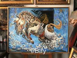 41'' Sea Horse Art knife High Textured Painting original signed Art wall panels