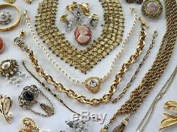 50 Huge Vintage Costume Jewelry Lot Brooch Rhinestone Old Estate Signed High End