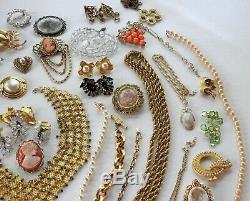 50 Huge Vintage Costume Jewelry Lot Brooch Rhinestone Old Estate Signed High End