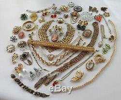 50 Huge Vintage Costume Jewelry Lot Brooch Rhinestone Old Estate Signed High End