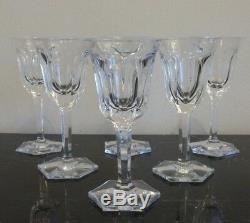 6 Moser Pope Pattern Crystal Short Wine Glasses 4 3/4 High