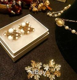 65 PCS VINTAGE HIGH END JEWELRY LOT 14K Sapphire & Diamond Earrings Signed