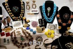 65 Pc Lot Vintage High End Estate Designer Rhinestone Costume Jewelry 26 Signed