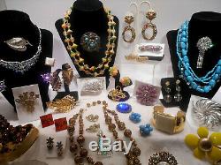 65 Pc Lot Vintage High End Estate Designer Rhinestone Costume Jewelry 26 Signed