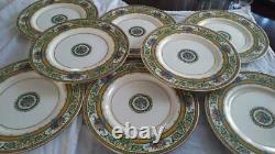 8 Mintons Dinner Plates, England. Raised Ornate Filigree, Highly Detailed, Signed