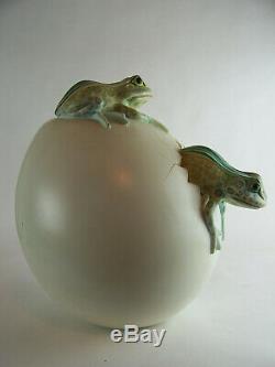 A Large Sergio Bustamante Egg Hatching Frogs Sculpture circa 1980 13in High