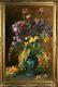 ALEXIS KREYDER-Listed French-Large-Signed Oil Painting-Irises-1800s -5 feet high