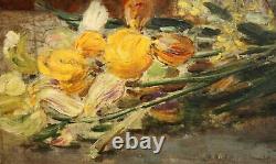 ALEXIS KREYDER-Listed French-Large-Signed Oil Painting-Irises-1800s -5 feet high