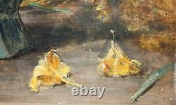 ALEXIS KREYDER-Listed French-Large-Signed Oil Painting-Irises-1800s -5 feet high